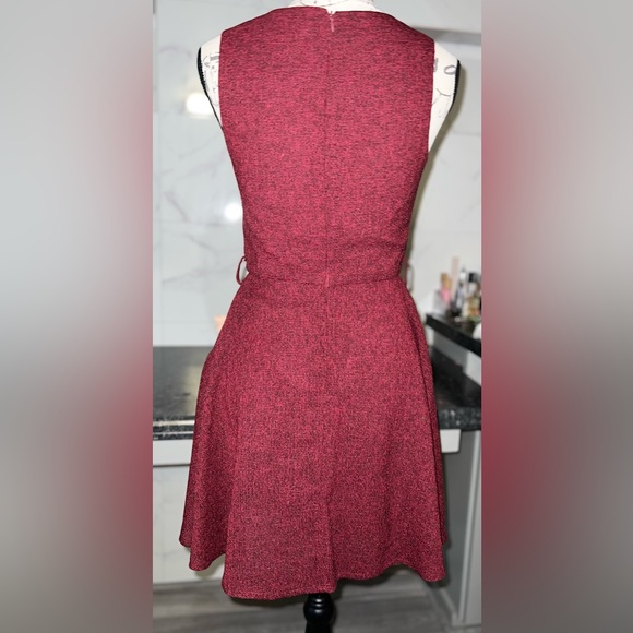 SM - Maroon skater dress with side loops for belt of your choice. Double-lined - Picture 2 of 3